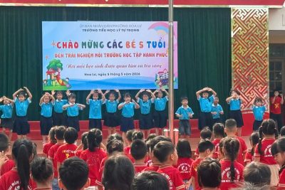 Hoạt động trải nghiệm thăm quan trường Tiểu học của các bé 5 tuổi Trường Mầm non Thuý Sơn